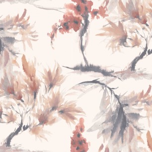 Tapet Mimosa, Red Clay Luxury Floral, 1838 Wallcoverings, 5.3mp / rola