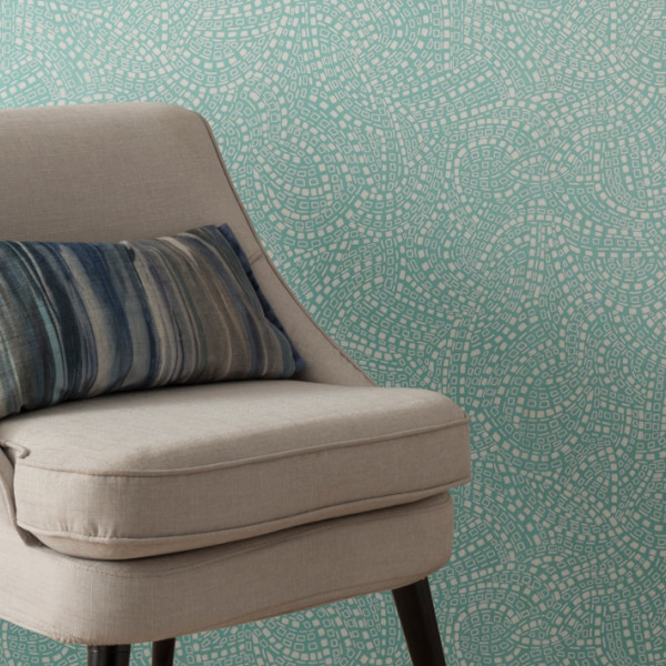 Mosaic, Aquamarine Green Luxury, 1838 Wallcoverings, 5.3mp / rola