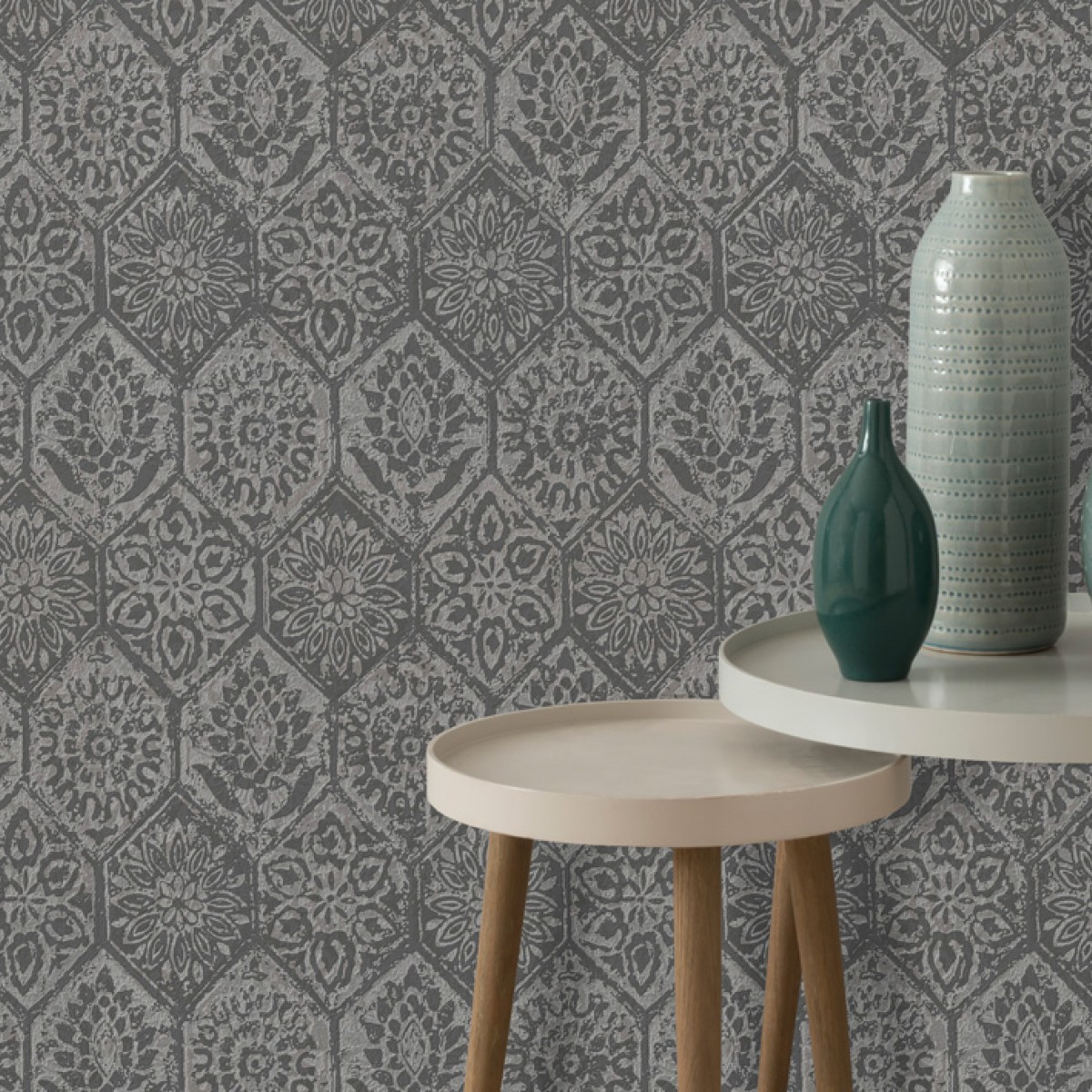 Tapet Palazzo, Marble Silver Grey Luxury Tile, 1838 Wallcoverings, 5.3mp / rola, Tapet living 