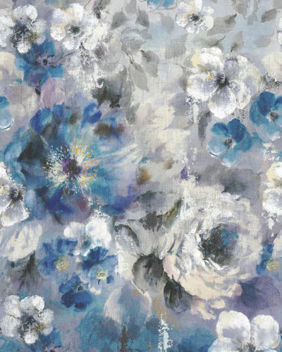 Tapet floral luxos cu nuanțe de albastru safir. Design captivant, cu flori mari și detalii delicate. Perfect pentru a crea o atmosferă sofisticată și plină de farmec.