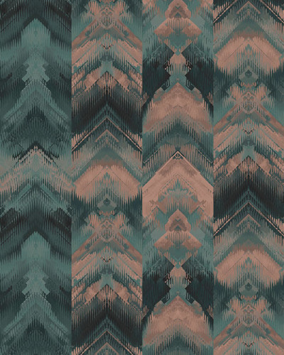 Tapet geometric verde smarald cu accente metalice, Reflections, Jade Green Luxury Geometric.