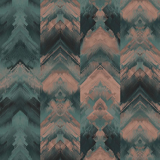 Tapet geometric verde smarald cu accente metalice, Reflections, Jade Green Luxury Geometric.