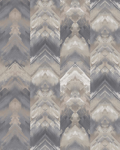 Tapet geometric cu design modern in nuante de argintiu mat si maro deschis