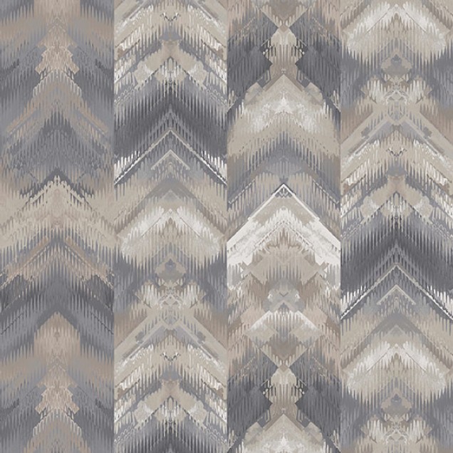 Tapet geometric cu design modern in nuante de argintiu mat si maro deschis