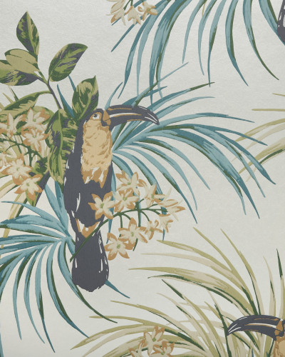 Le Toucan, Emerald Green Luxury Bird, 1838 Wallcoverings, 5.3mp / rola