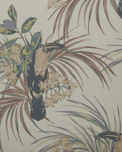 Le Toucan, Amber Glow Orange Luxury Bird, 1838 Wallcoverings, 5.3mp / rola