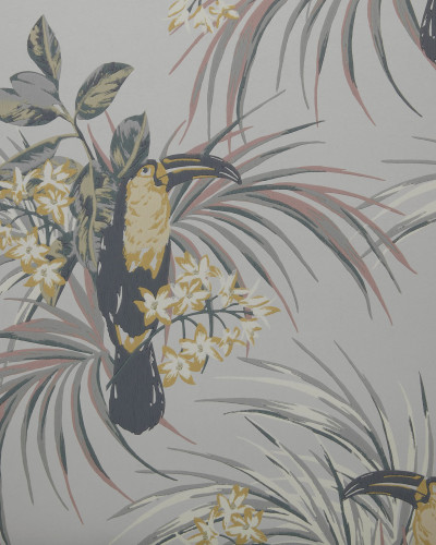 Le Toucan, Soft Grey Luxury Bird, 1838 Wallcoverings, 5.3mp / rola