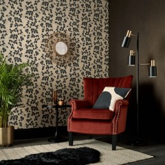 Tapet Rosetta, Jet Black Luxury Leaf, 1838 Wallcoverings, 5.3mp / rola