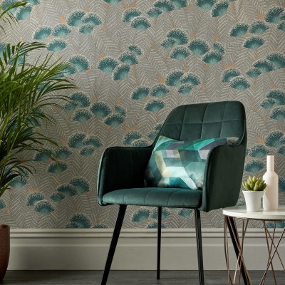 Tapet cu model geometric in verde smarald