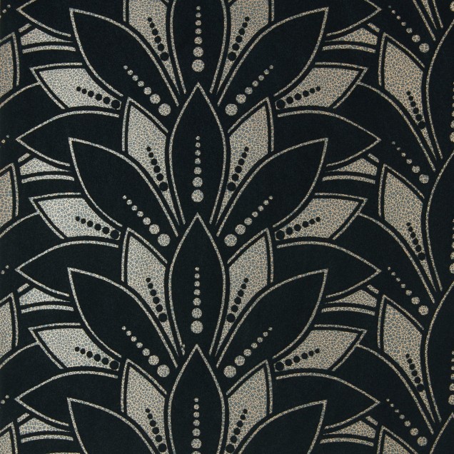 Tapet cu design geometric negru cu accente aurii