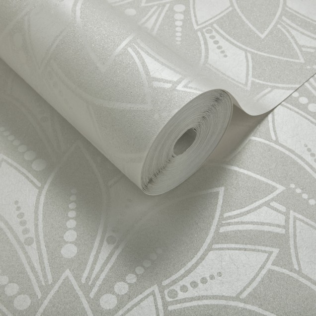 Tapet modern cu design geometric si textura delicata, cu un finisaj perla crem.