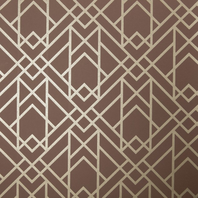 Tapet geometric modern cu linii fine aurii pe un fundal portocaliu cald
