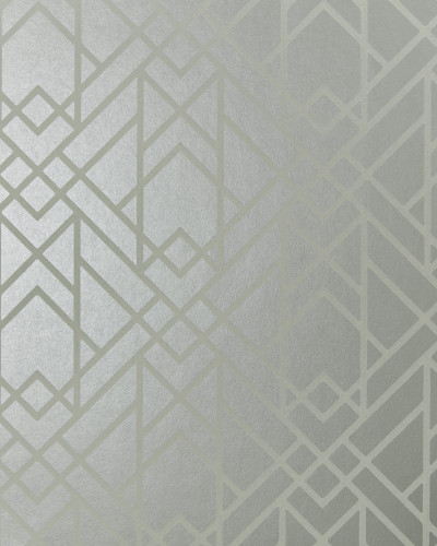 Tapet geometric gri moale și argintiu, cu design luxos
