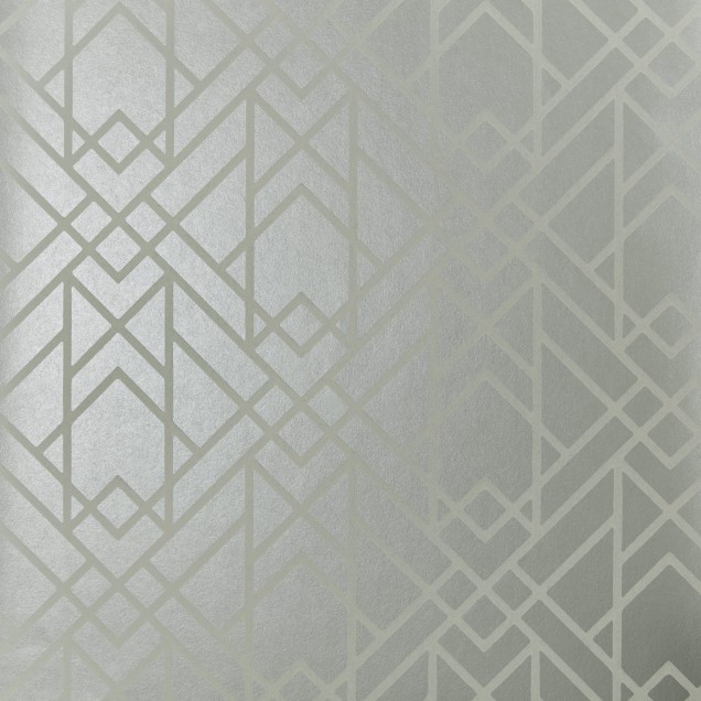 Tapet geometric gri moale și argintiu, cu design luxos
