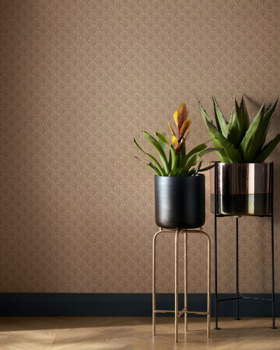 Tapet modern Honey Beige Luxury Art Deco cu design geometric in nuante calde de bej.