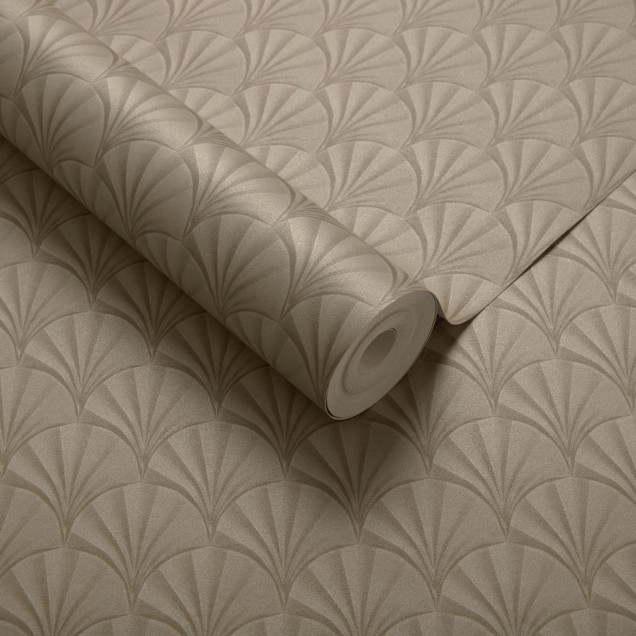 Tapet modern Honey Beige Luxury Art Deco cu design geometric in nuante calde de bej.