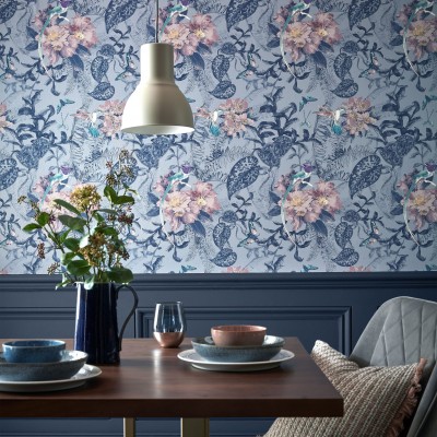 Tapet Hedgerow, Blue Dusk Luxury Feature, 1838 Wallcoverings, 5.3mp / rola, Tapet living 