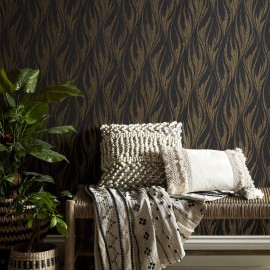 Tapet Ripple, Bracken Gold and Black Luxury Feature, 1838 Wallcoverings, 5.3mp / rola