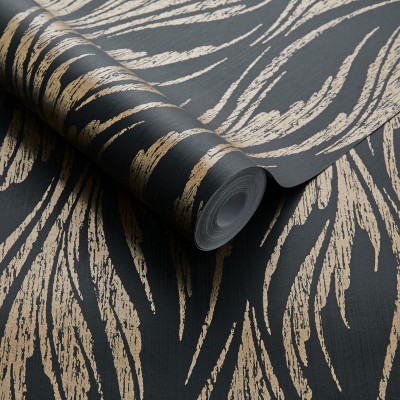 Tapet Ripple, Bracken Gold and Black Luxury Feature, 1838 Wallcoverings, 5.3mp / rola, Tapet living 