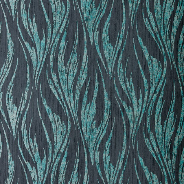 Tapet cu aspect luxos, design unic, valuri în nuanțe de verde mineral și negru.
