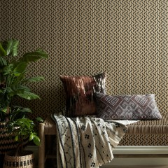 Tapet Rattan, Bracken Gold and Black Luxury Geometric, 1838 Wallcoverings, 5.3mp / rola