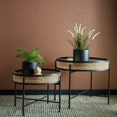 Tapet geometric, model Rattan Burnt Orange Luxury Geometric, 5.3 mp / rola.