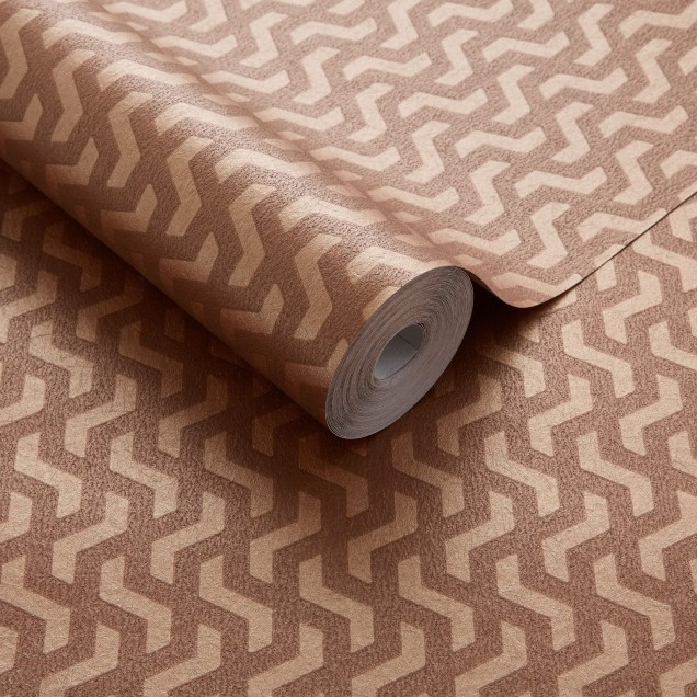Tapet geometric, model Rattan Burnt Orange Luxury Geometric, 5.3 mp / rola.