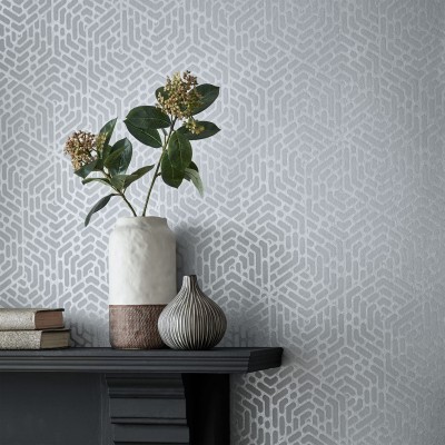 Tapet Willow, Silver Luxury Geometric, 1838 Wallcoverings, 5.3mp / rola, Tapet living 
