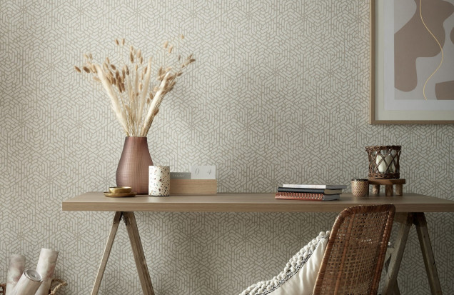 Tapet Willow, Barley Neutral Luxury Geometric, 1838 Wallcoverings, 5.3mp / rola