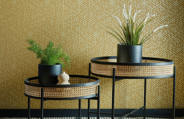 Tapet Willow, Honey Yellow Luxury Geometric, 1838 Wallcoverings, 5.3mp / rola