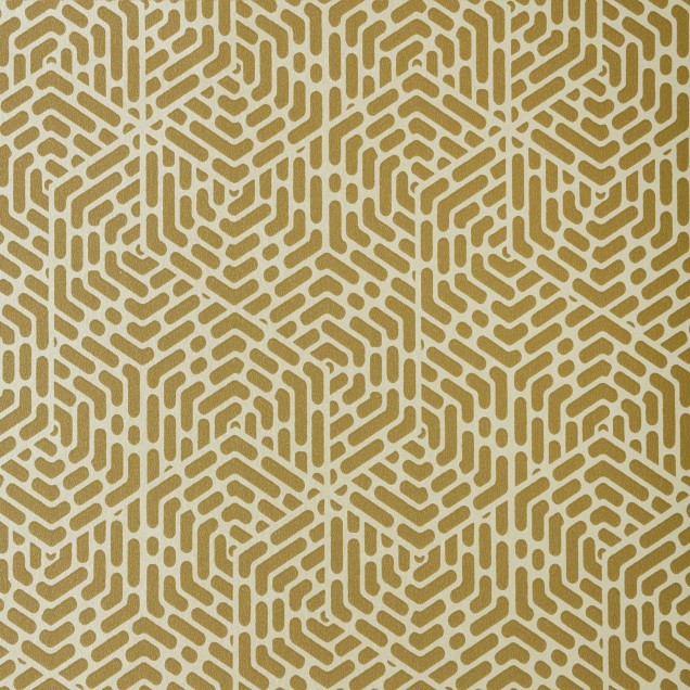 Tapet geometric hexagonal de culoare galben miere, cu model subtil si elegant.
