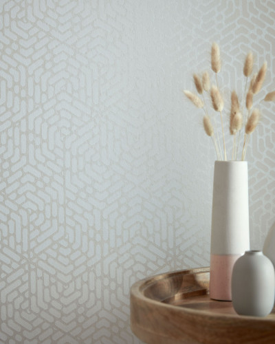 Tapet cu model geometric elegant, Willow, Pearl Cream Luxury Geometric, 5,3mp/rola