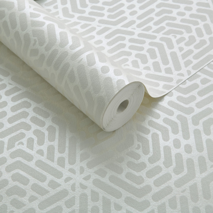 Tapet geometric argintiu, cu un model texturat, pentru decorarea pereților