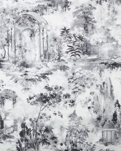 Tapet Pavilion Stone Grey Luxury Toile, design Toile de Jouy, tonuri de gri, 7mp/rola.