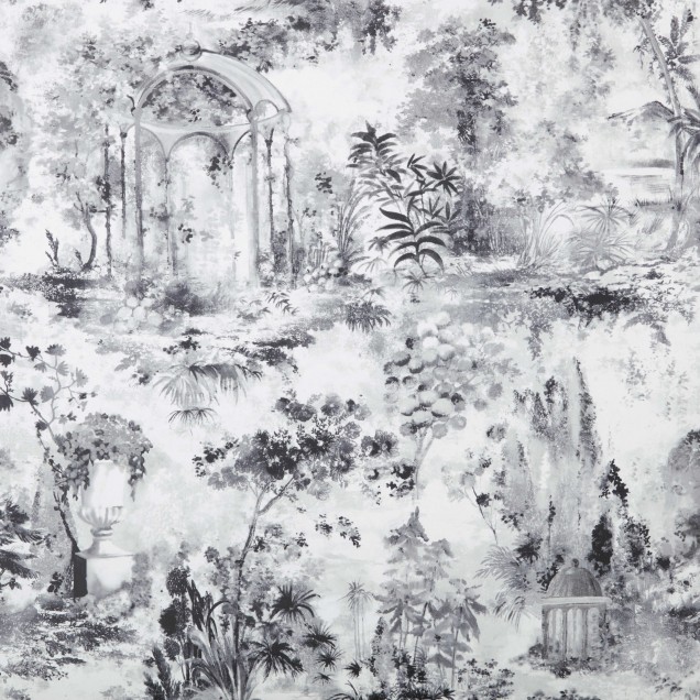 Tapet Pavilion Stone Grey Luxury Toile, design Toile de Jouy, tonuri de gri, 7mp/rola.