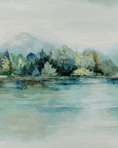 Tapet Lakeside Fern Green Luxury Landscape cu un design modern si elegant, inspirat de natura.
