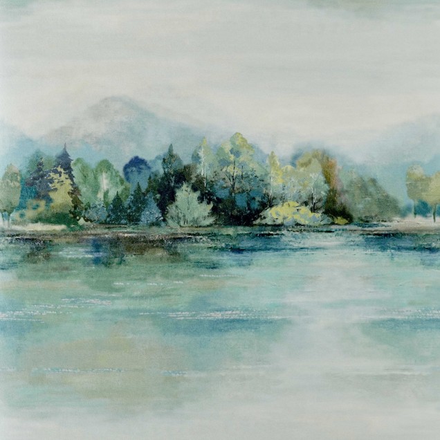 Tapet Lakeside Fern Green Luxury Landscape cu un design modern si elegant, inspirat de natura.