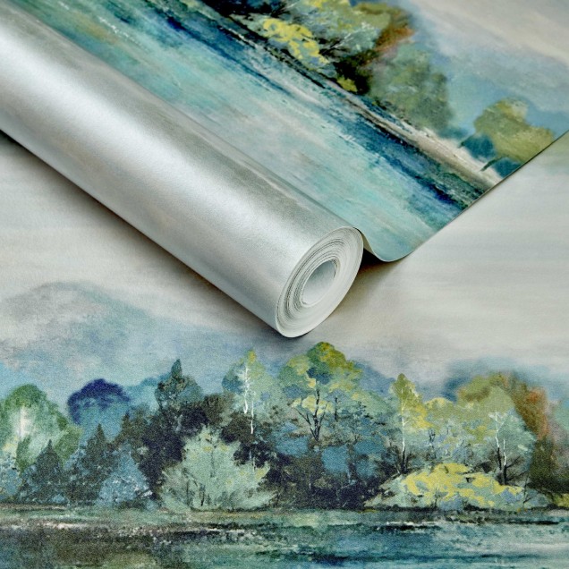 Tapet Lakeside Fern Green Luxury Landscape cu un design modern si elegant, inspirat de natura.