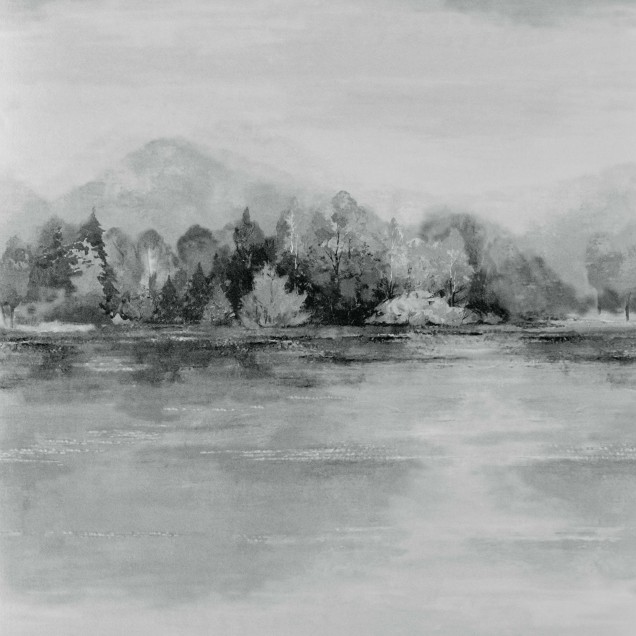 Tapet cu peisaj Lakeside Pewter Grey Luxury Landscape
