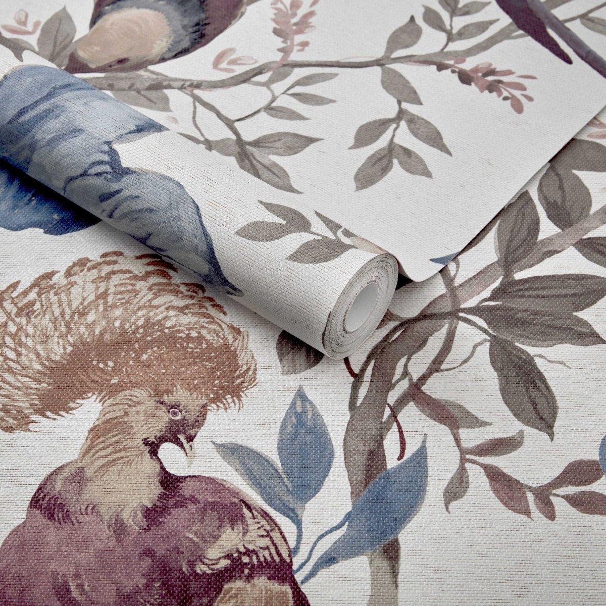 Tapet Bird Sonnet, Chambray Blue Luxury Paperweave, (fibre naturale), 1838 Wallcoverings, 5.1mp / rola, Tapet living 