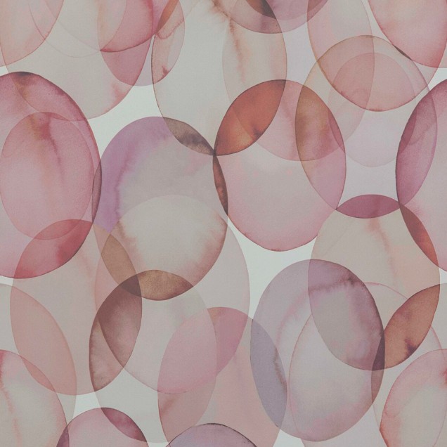 Tapet geometric modern cu cercuri transparente in nuante de roz pal