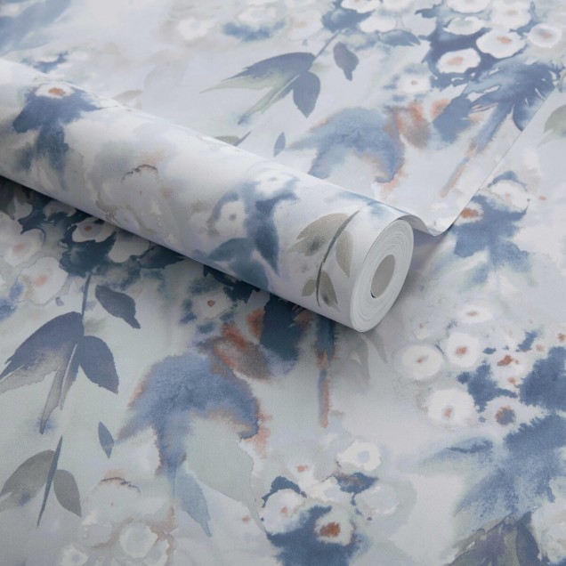Tapet floral de lux, Cascade, Cornflower Blue Luxury Floral