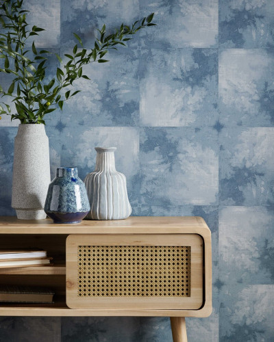 Tapet Crystalline Agate Blue Luxury Tile, 1838 Wallcoverings, 5.3mp / rola