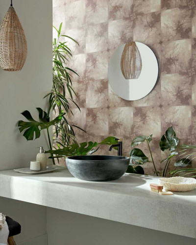 Tapet cu design modern, Crystalline, Carnelian Brown Luxury Tile,  cu textură subtilă și suprafață lucioasă