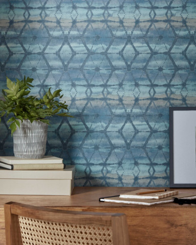 Tapet geometric modern, Mineral, Agate Blue Luxury Geometric, cu design subtil, elegant și modern.