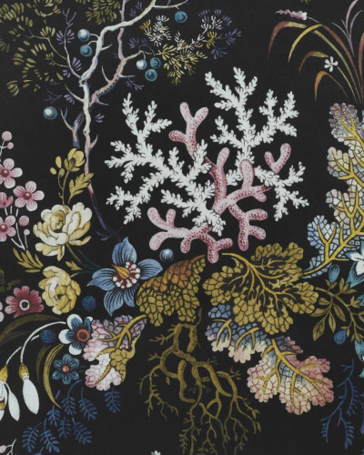 Tapet cu model floral negru