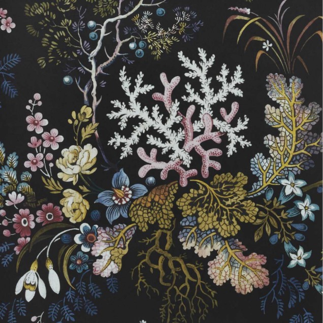 Tapet cu model floral negru