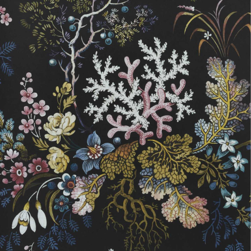 Tapet cu model floral negru