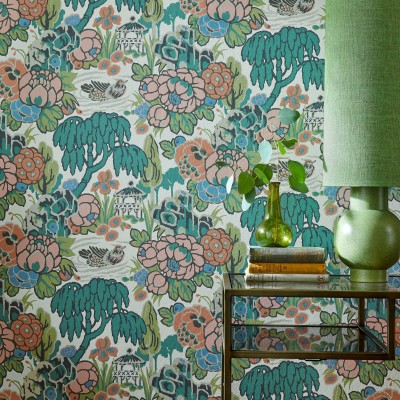 Tapet floral vibrant cu design chinezesc