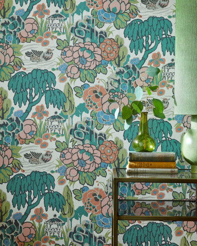 Tapet floral vibrant cu design chinezesc